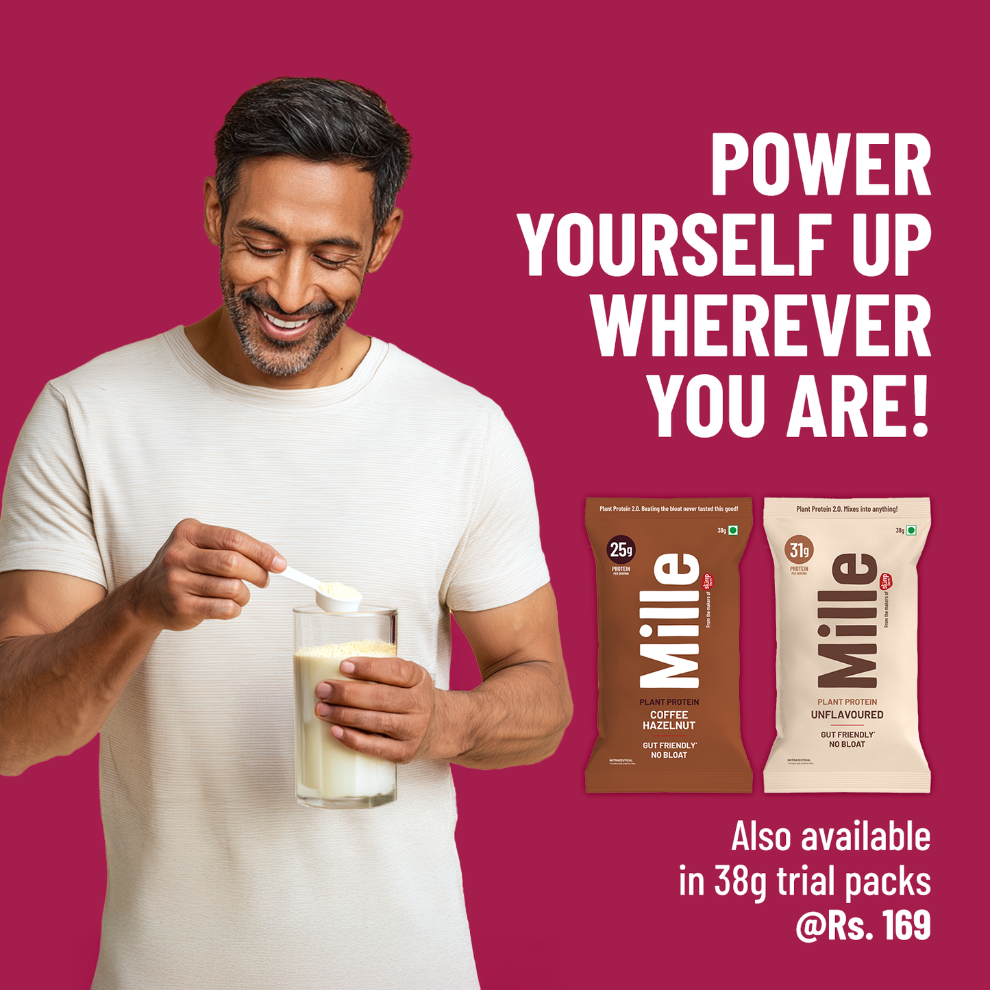 Mille Plant Protein | 31g/Scoop | Unflavoured | Fermented Yeast Protein | No Bloat I Vegan | 38g Trial Pack