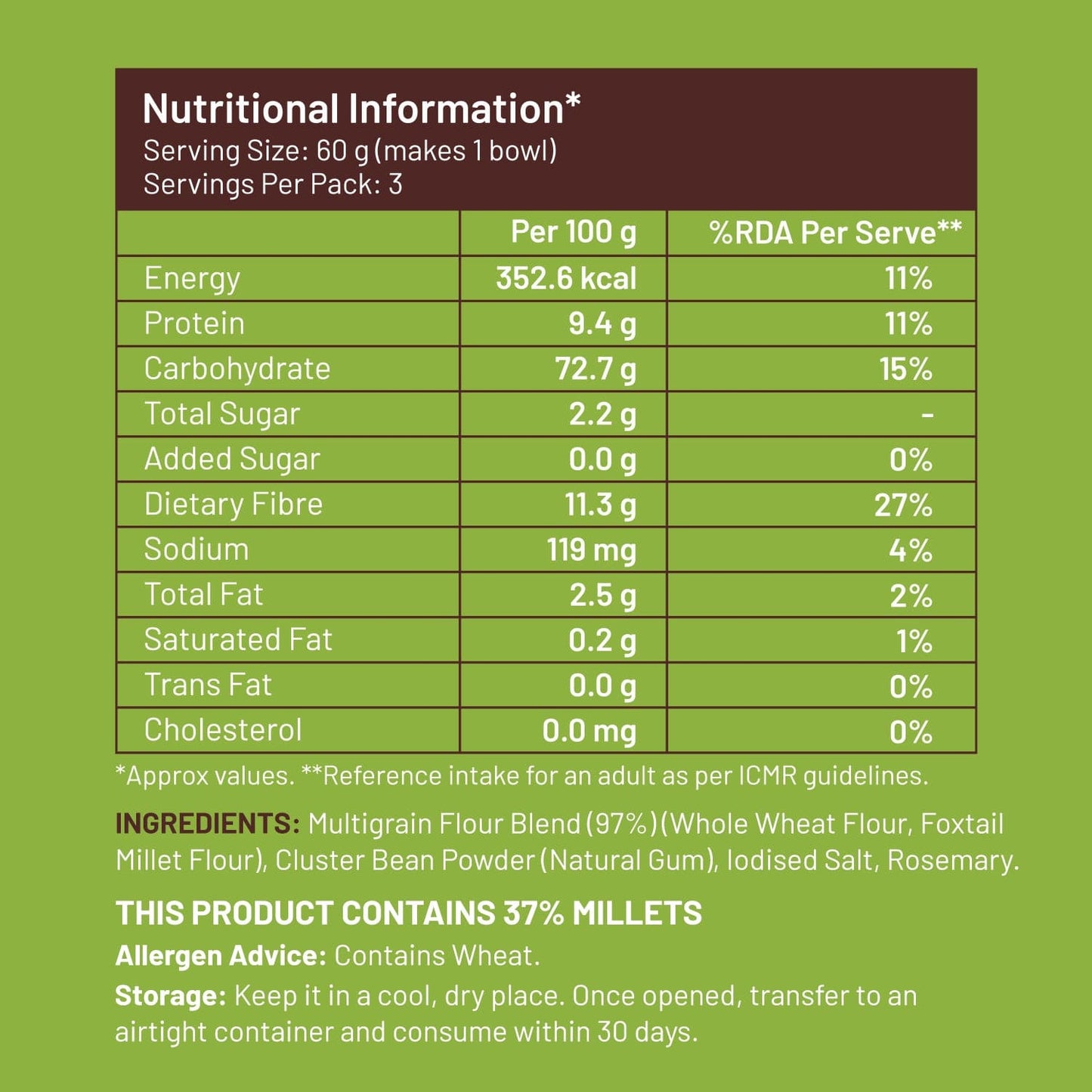 Zero Maida Hakka Noodles | Whole wheat + Foxtail Millet | Non-sticky | No Palm Oil Pack of 3