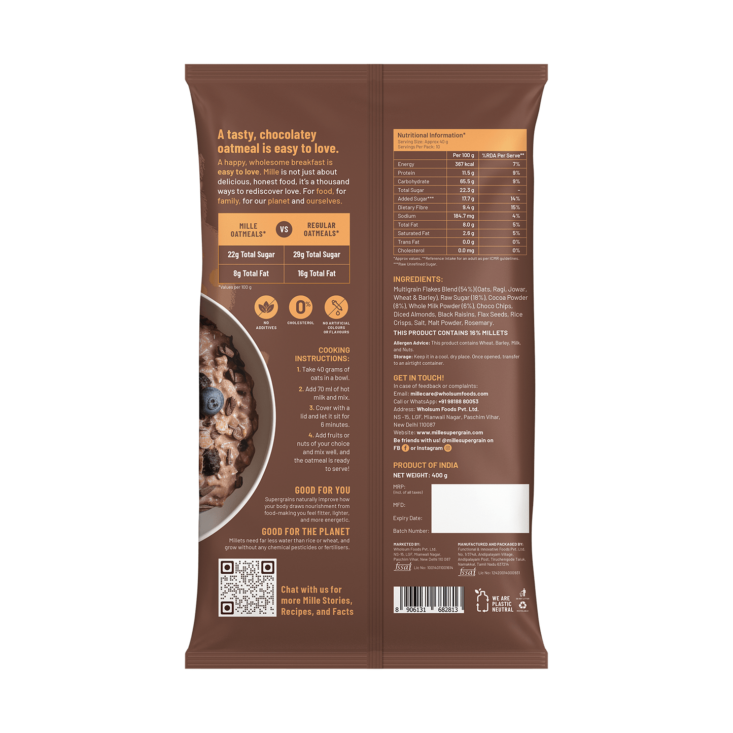 High-Protein Monthly Breakfast Bundle (Chocolate Millet Oatmeal × 3)