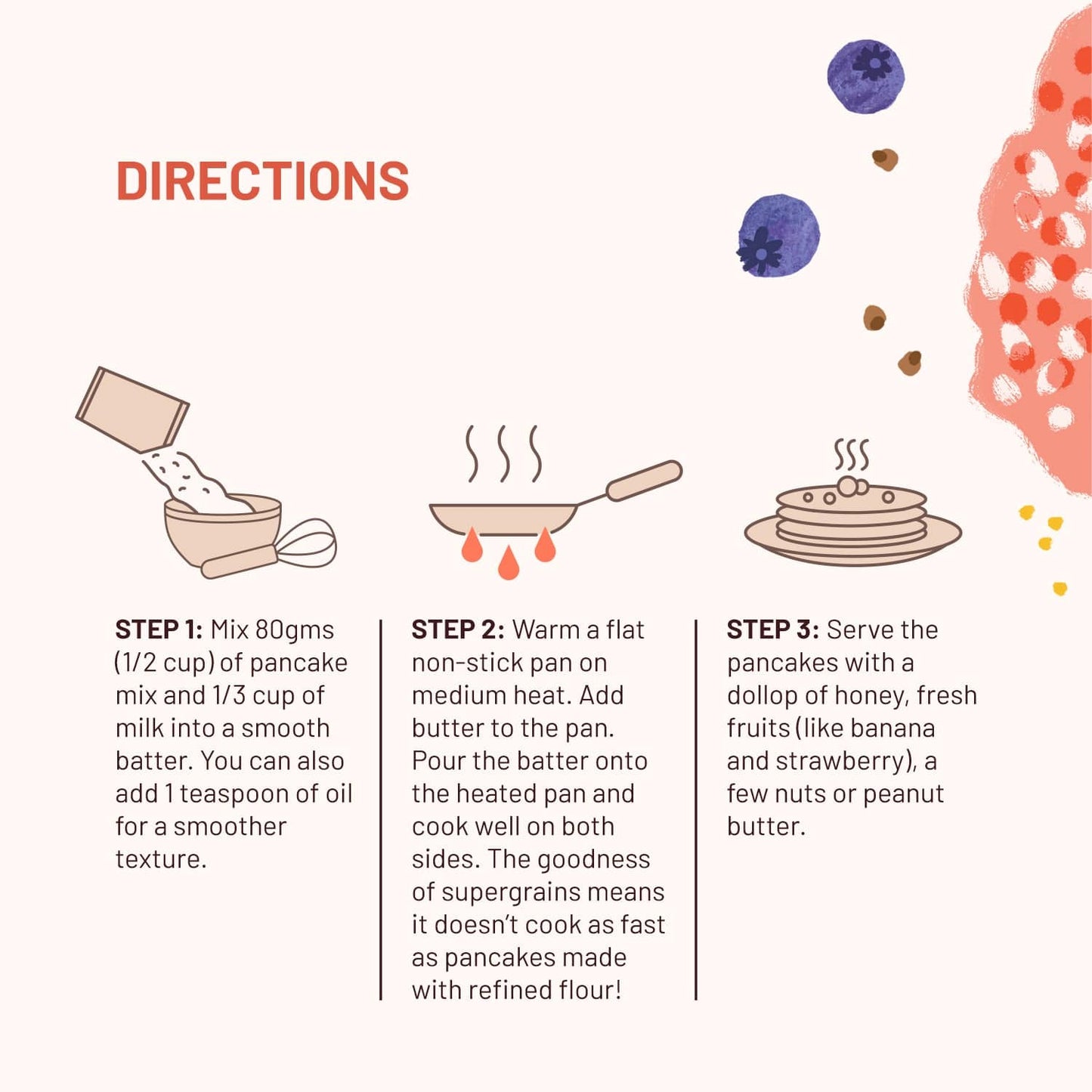 High Protein Pancake mix | Blueberry | No maida, 16g Protein