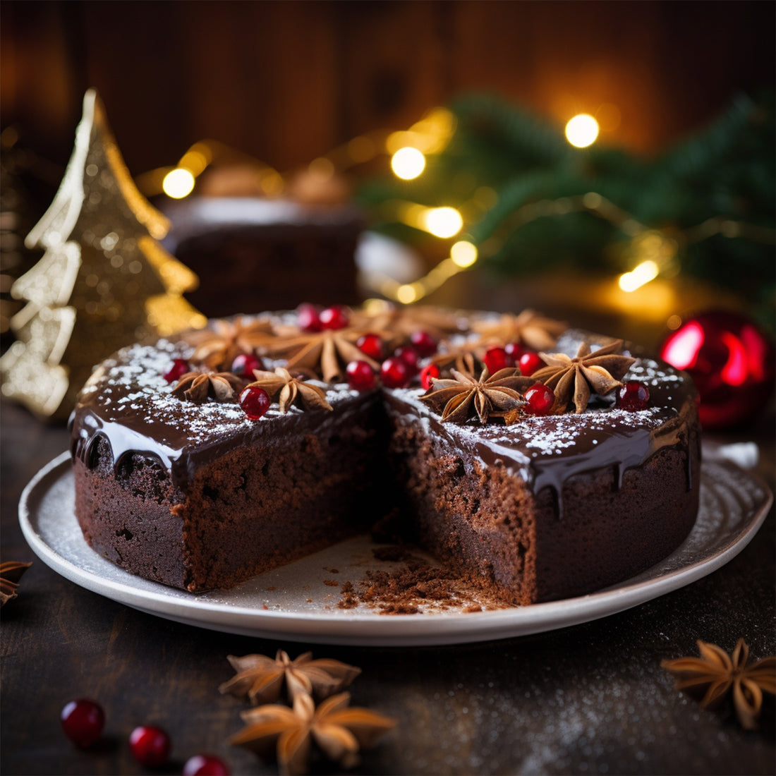 Spiced Chocolate Christmas Cake with Brandy