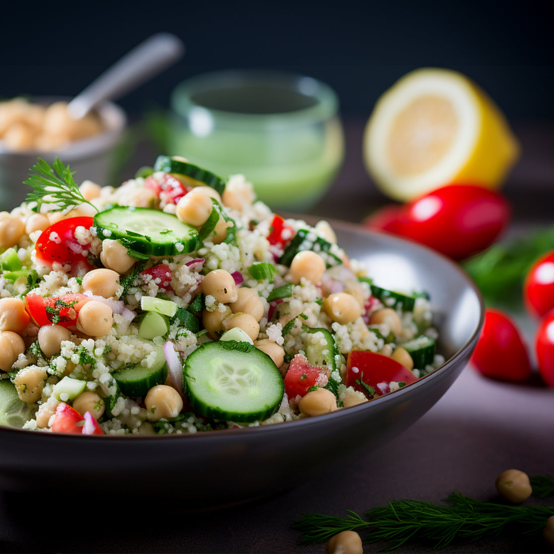 High Protein Foxtail Millet Salad with Feta Cheese