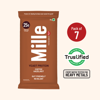 Mille Protein | 25g Protein/Scoop | Coffee Hazelnut Trial Pack of 7 | 38g Trial Pack x 7