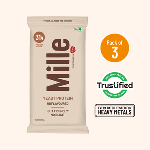 Mille Protein | 31g/Scoop | Unflavoured | Fermented Yeast Protein | No Bloat I Vegan  | 38g Trial Pack (Pack of 3)