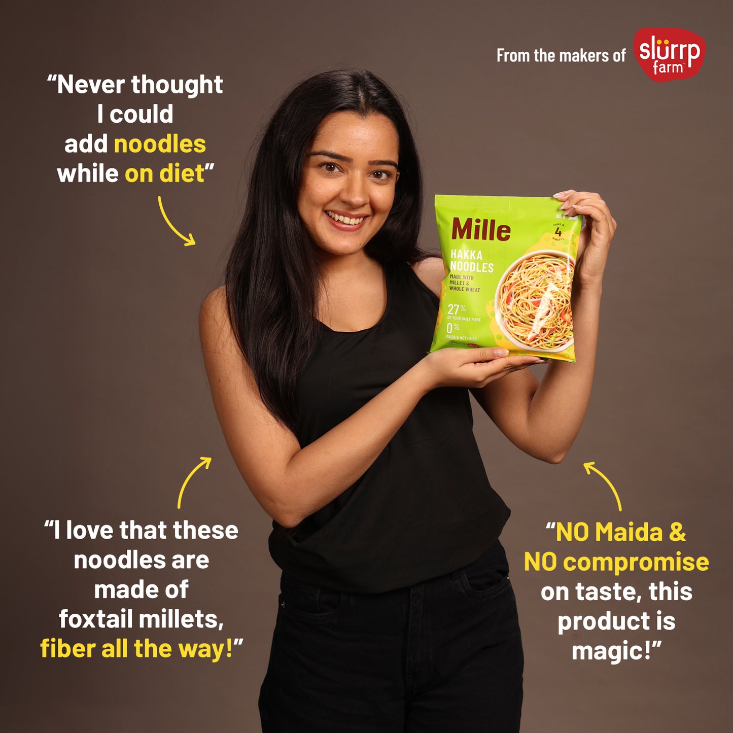 Zero Maida Hakka Noodles | Whole wheat + Foxtail Millet | Non-sticky | No Palm Oil