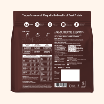 Mille Protein | 24g/Scoop | Dark Chocolate | Fermented Yeast Protein | No Bloat I Vegan