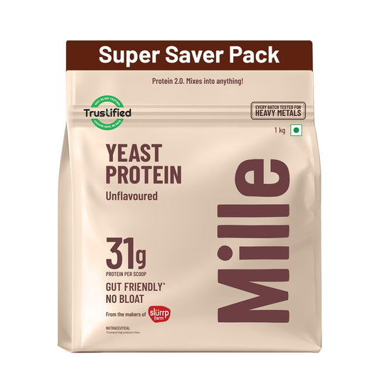 Mille Protein | 31g/Scoop | Unflavoured | Fermented Yeast Protein | No Bloat I Vegan  | 1kg
