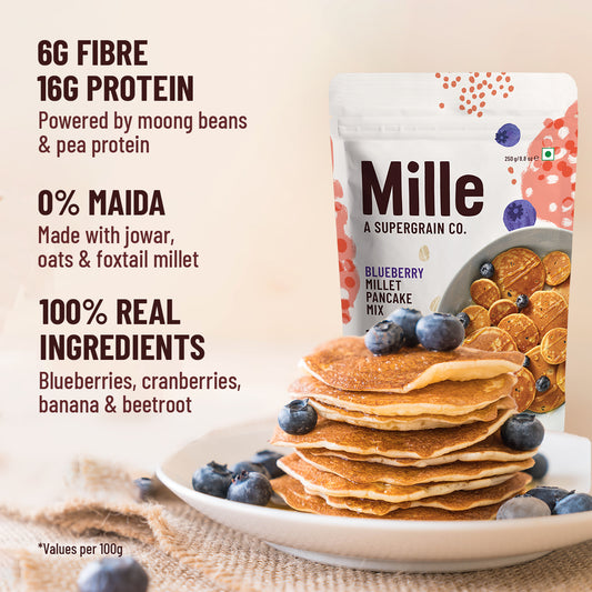 High Protein Pancake mix | Blueberry | No maida, 16g Protein