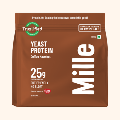 Mille Protein | 25g/Scoop | Coffee Hazelnut | Fermented Yeast Protein | No Bloat I Vegan  | 500g