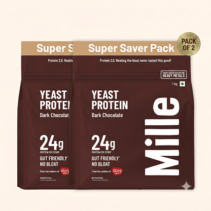 Mille Protein | 24g/Scoop | Dark Chocolate | Fermented Yeast Protein | No Bloat I Vegan | 2 Kg