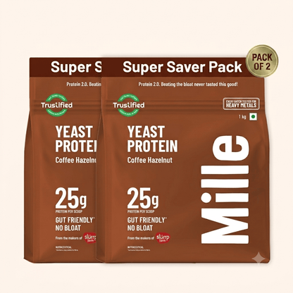Mille Protein | 25g/Scoop | Coffee Hazelnut | Fermented Yeast Protein | No Bloat I Vegan  | 2 Kg