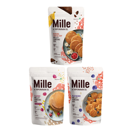 High Protein Pancake Bestseller Combo (Banana Chocochip, Classic, Blueberry)