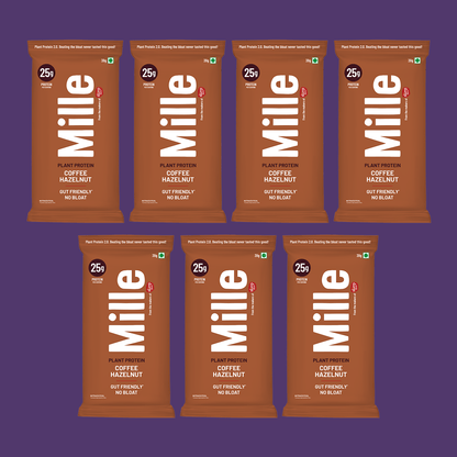 Mille Plant Protein | 25g Protein/Scoop | Coffee Hazelnut Trial Pack of 7 | 38g Trial Pack x 7