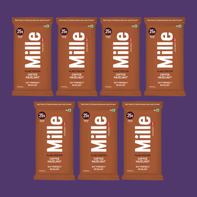 Mille Plant Protein | 25g Protein/Scoop | Coffee Hazelnut Trial Pack of 7 | 38g Trial Pack x 7