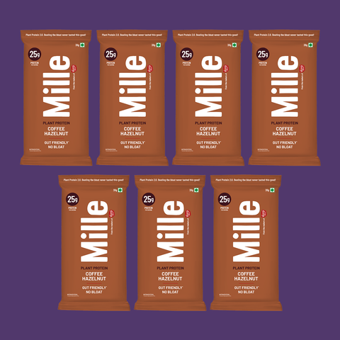 Mille Plant Protein | 25g Protein/Scoop | Coffee Hazelnut Trial Pack of 7 | 38g Trial Pack x 7