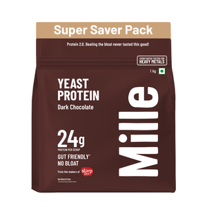 Mille Protein | 24g/Scoop | Dark Chocolate | Fermented Yeast Protein | No Bloat I Vegan | 1 Kg