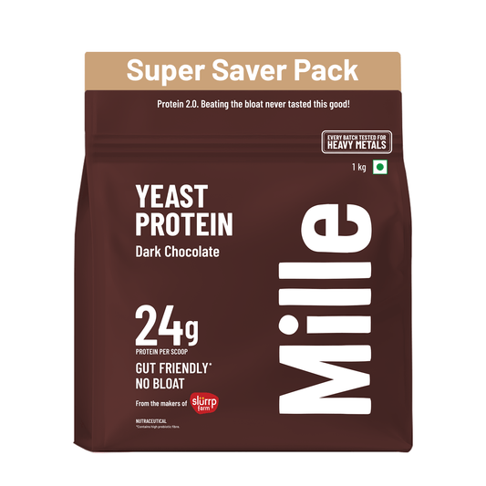 Mille Protein | 24g/Scoop | Dark Chocolate | Fermented Yeast Protein | No Bloat I Vegan | 1 Kg