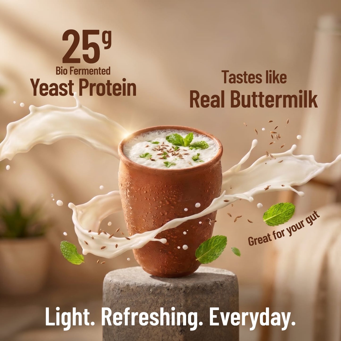 Mille Buttermilk Yeast Protein | 25g/Scoop | Savoury, No Added Sugar | Bio-Fermented Yeast Protein | Gut Friendly | PDCAAS 1.0