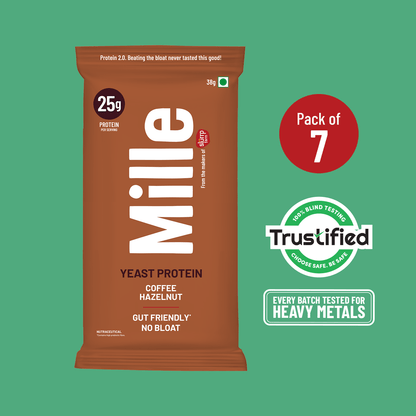 Mille Plant Protein | 25g Protein/Scoop | Coffee Hazelnut Trial Pack of 7 | 38g Trial Pack x 7
