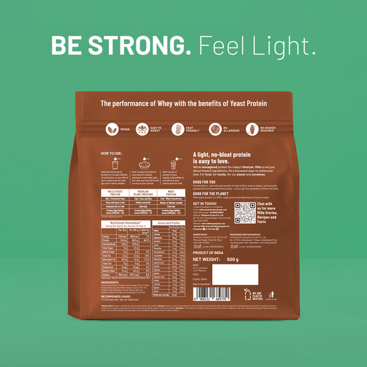 Mille Plant Protein | 25g/Scoop | Coffee Hazelnut | Fermented Yeast Protein | No Bloat I Vegan  | 500g