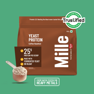 Mille Plant Protein | 25g/Scoop | Coffee Hazelnut | Fermented Yeast Protein | No Bloat I Vegan  | 500g