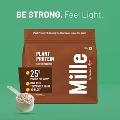 Mille Plant Protein | 25g/Scoop | Coffee Hazelnut | Fermented Yeast Protein | No Bloat I Vegan  | 500g