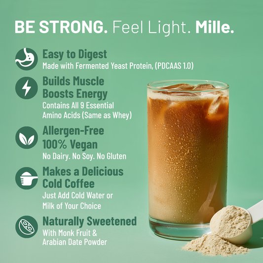 Mille Plant Protein | 25g/Scoop | Coffee-hazelnut | Fermented Yeast Protein | No Bloat I Vegan  | 38g Trial Pack