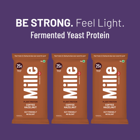 Mille Plant Protein | 25g/Scoop | Coffee-hazelnut | Fermented Yeast Protein | No Bloat I Vegan  | 38g Trial Pack (Pack of 3))