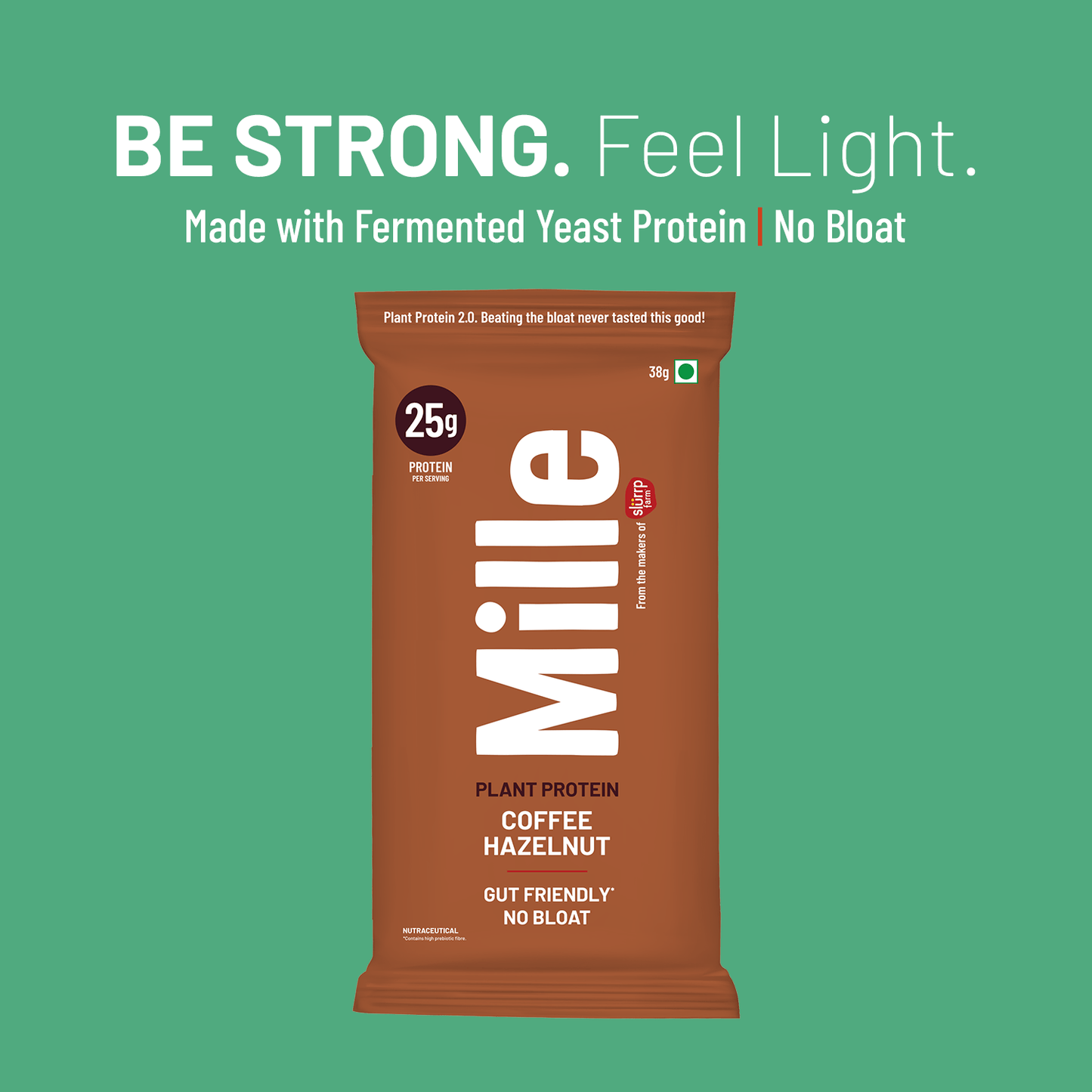 Mille Plant Protein | 25g/Scoop | Coffee-hazelnut | Fermented Yeast Protein | No Bloat I Vegan  | 38g Trial Pack