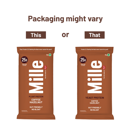 Mille Plant Protein | 25g Protein/Scoop | Coffee Hazelnut Trial Pack of 7 | 38g Trial Pack x 7