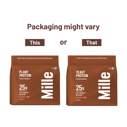 Mille Protein Combo | 25g/Scoop | Coffee Hazelnut  & Unflavoured | Fermented Yeast Protein | No Bloat I Vegan  | Pack of 2