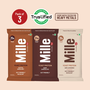 Mille Yeast Protein | Up to 31g Per Serve | Assorted Pack | Bio-Fermented Yeast Protein | Gut Friendly | 3×38g Trial Pack