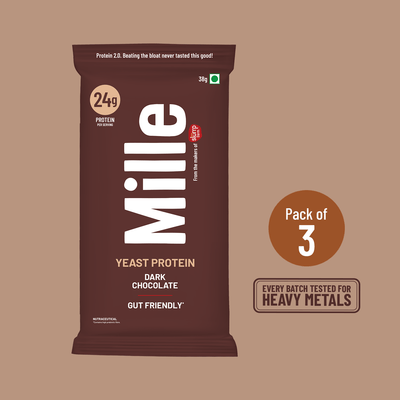 Mille Protein | 24g/Scoop | Chocolate  | Fermented Yeast Protein | No Bloat | Trial Pack (Pack of 3)