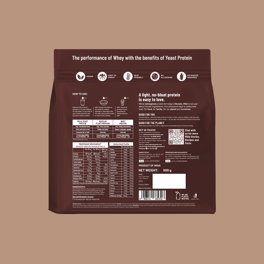 Mille Plant Protein | 24g/Scoop | Chocolate | Fermented Yeast Protein | No Bloat I Vegan