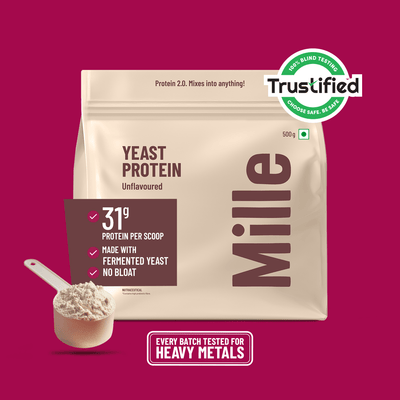 Mille Plant Protein | 31g/Scoop | Unflavoured | Fermented Yeast Protein | No Bloat I Vegan  | 500g