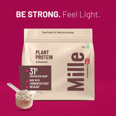 Mille Plant Protein | 31g/Scoop | Unflavoured | Fermented Yeast Protein | No Bloat I Vegan  | 500g