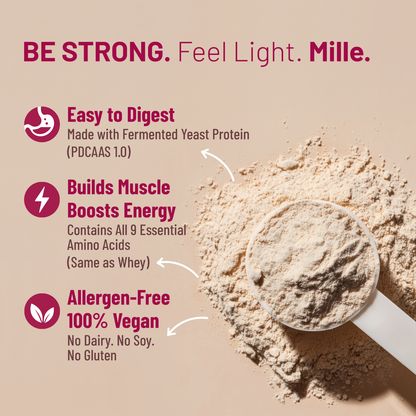 Mille Plant Protein | 31g/Scoop | Unflavoured | Fermented Yeast Protein | No Bloat I Vegan  | 38g Trial Pack