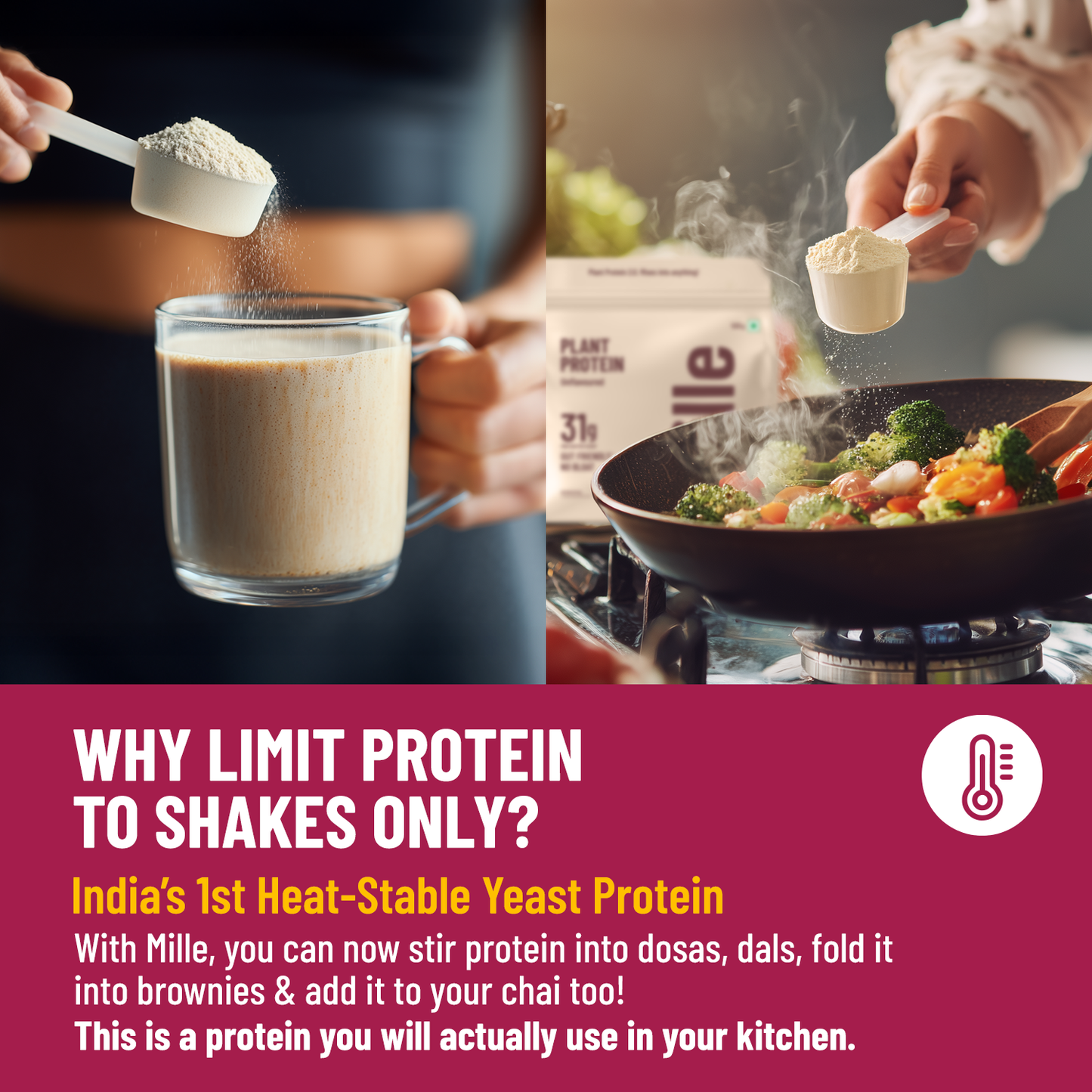Mille Plant Protein | 31g/Scoop | Unflavoured | Fermented Yeast Protein | No Bloat I Vegan  | 38g Trial Pack