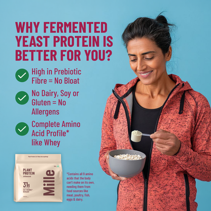 Mille Plant Protein | 31g/Scoop | Unflavoured | Fermented Yeast Protein | No Bloat I Vegan  | 38g Trial Pack