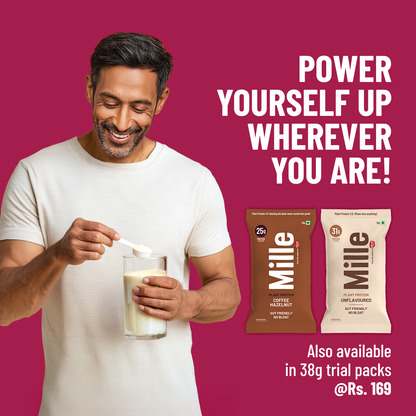 Mille Plant Protein | 31g/Scoop | Unflavoured | Fermented Yeast Protein | No Bloat I Vegan  | 38g Trial Pack