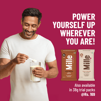 Mille Plant Protein | 31g/Scoop | Unflavoured | Fermented Yeast Protein | No Bloat I Vegan  | 38g Trial Pack (Pack of 3)