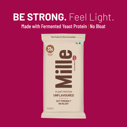 Mille Plant Protein | 31g/Scoop | Unflavoured | Fermented Yeast Protein | No Bloat I Vegan  | 38g Trial Pack