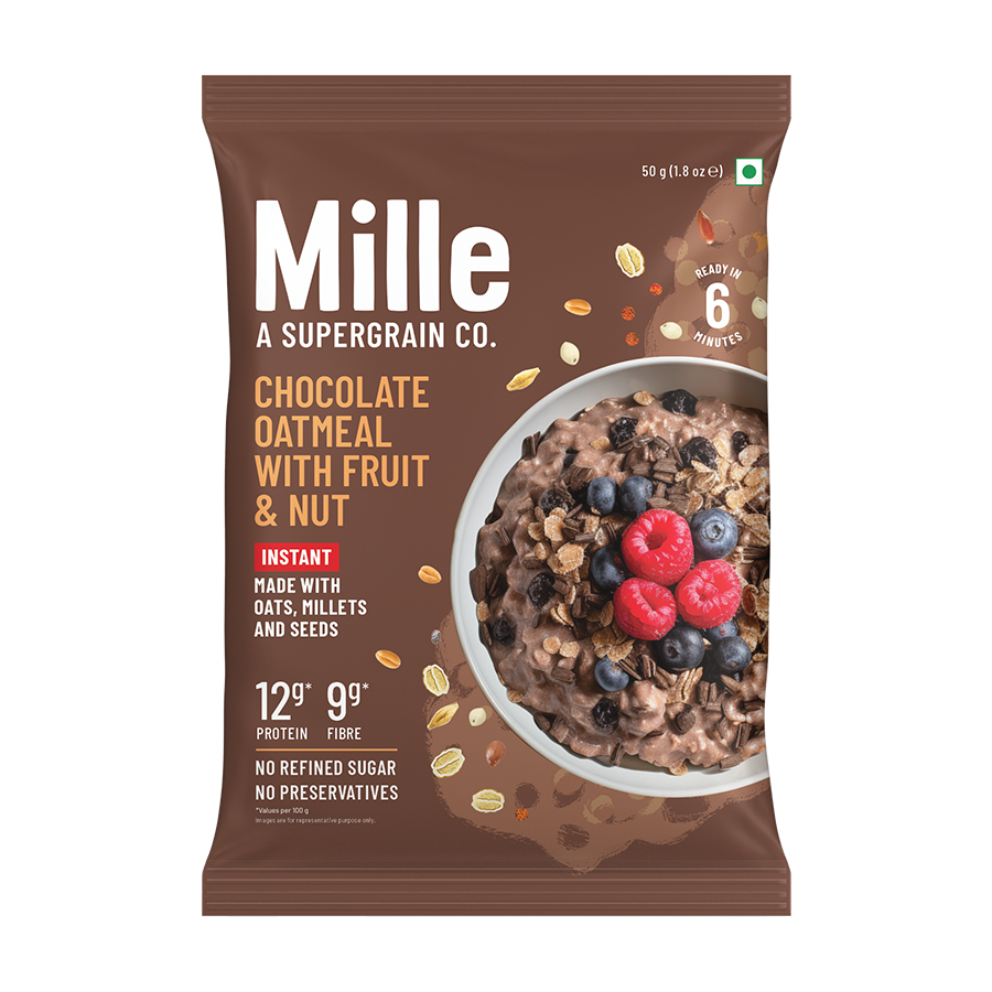 Chocolate Oats with Millets, Flax seeds, Almonds | 100% real cocoa | Breakfast Oats 50g