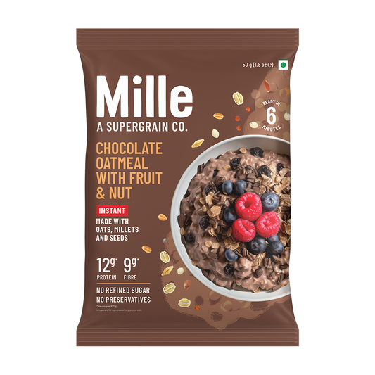 Chocolate Oats with Millets, Flax seeds, Almonds | 100% real cocoa | Breakfast Oats 50g