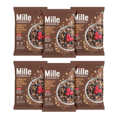 Mille High-Protein Chocolate Oatmeal with Fruits & Nuts | Healthy High-Fiber Breakfast | Pack of 6