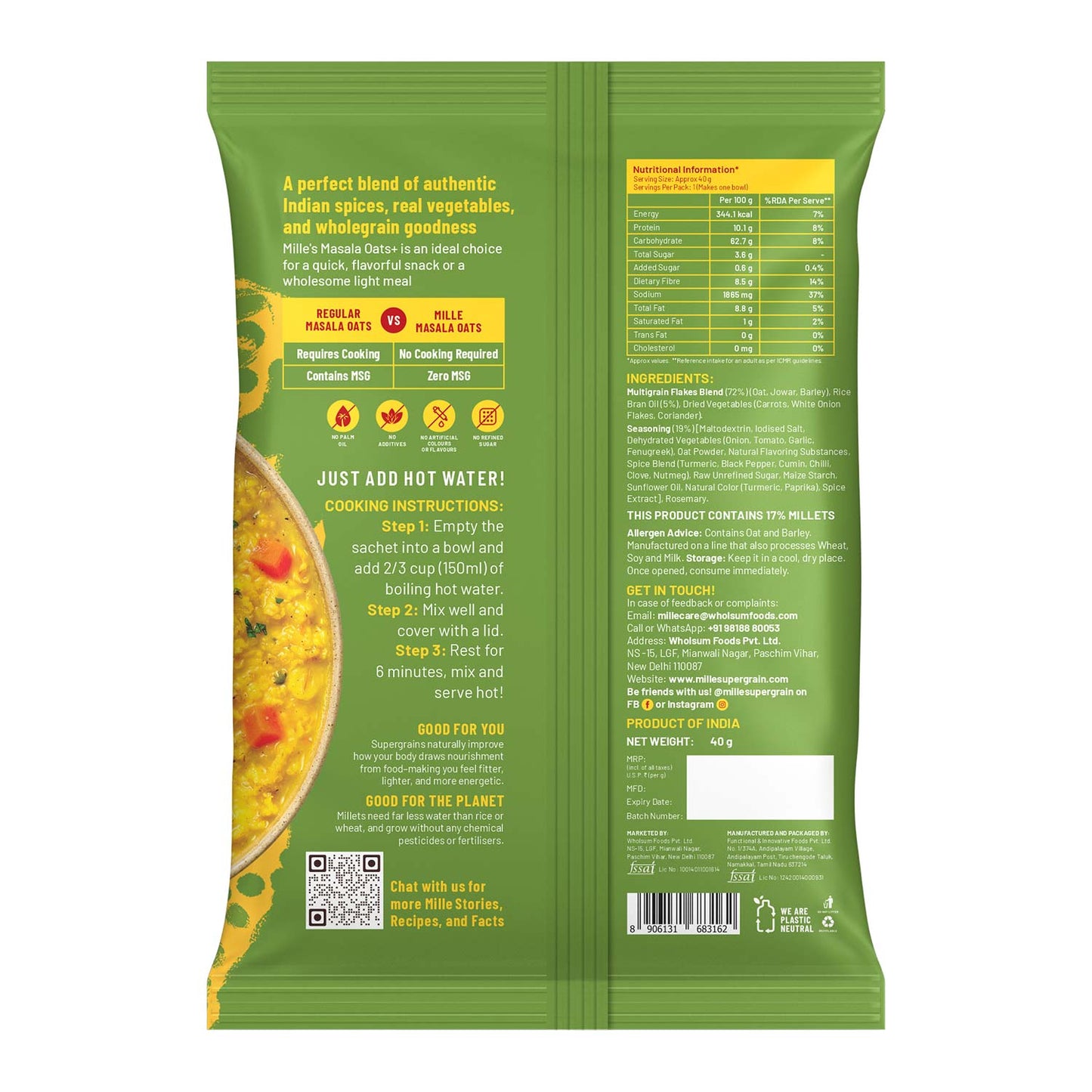 Instant Masala Oats with Jowar and veggies | 40g