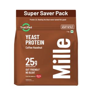 Mille Protein | 25g/Scoop | Coffee Hazelnut | Fermented Yeast Protein | No Bloat I Vegan  | 1 Kg
