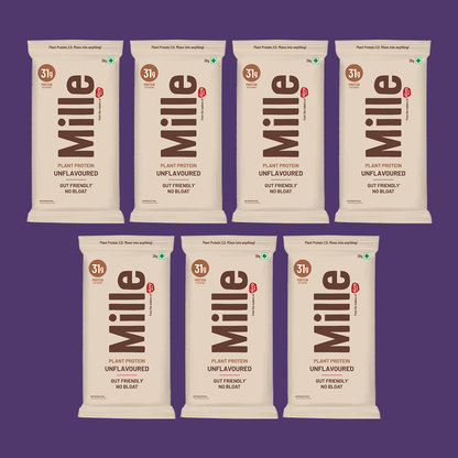 Mille Plant Protein | 31g Protein/Scoop | Unflavoured Trial Pack of 7 | 38g Trial Pack x 7