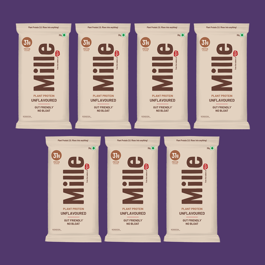Mille Plant Protein | 31g Protein/Scoop | Unflavoured Trial Pack of 7 | 38g Trial Pack x 7