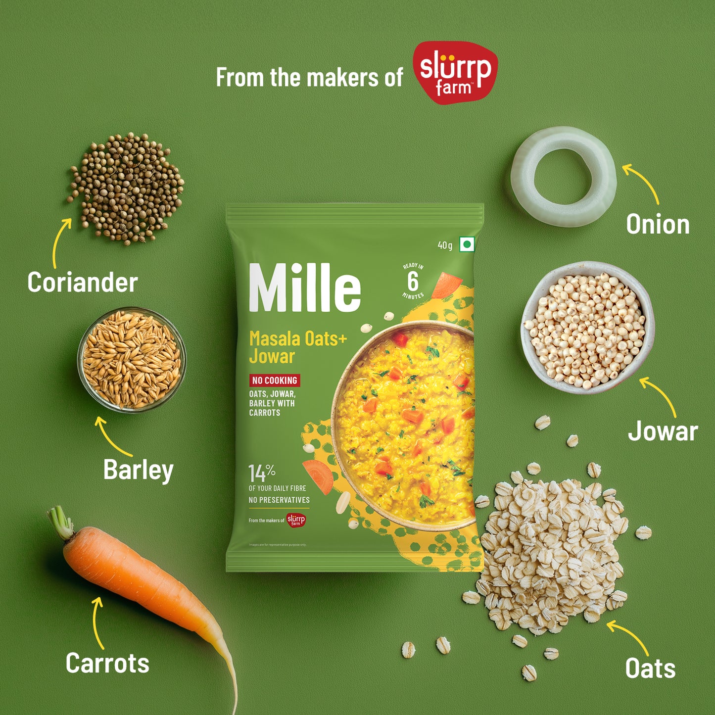 Mille Instant Masala Oats + Jowar with Whole Grains and Veggies- 40g